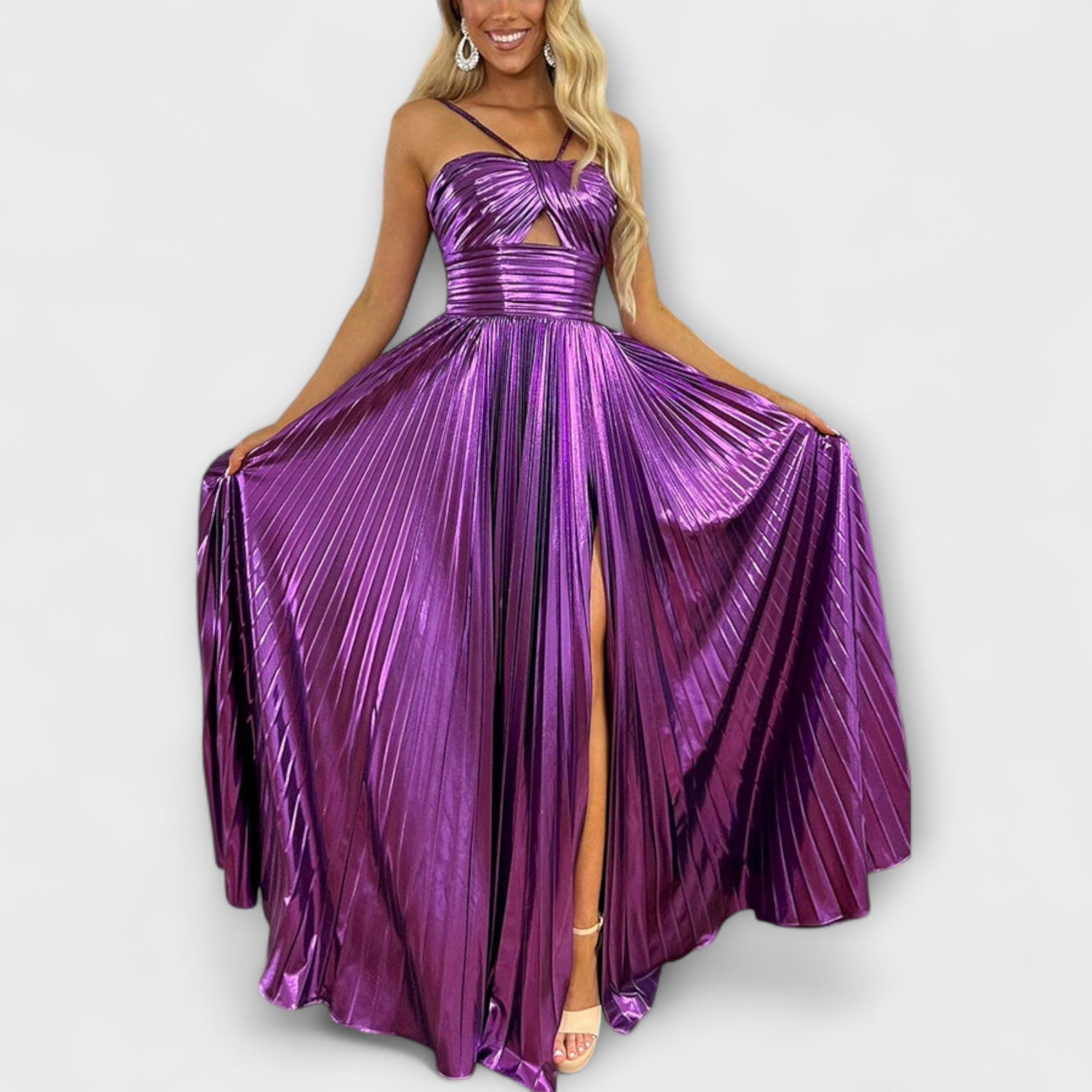 Maxi Dress with Metallic Fabric