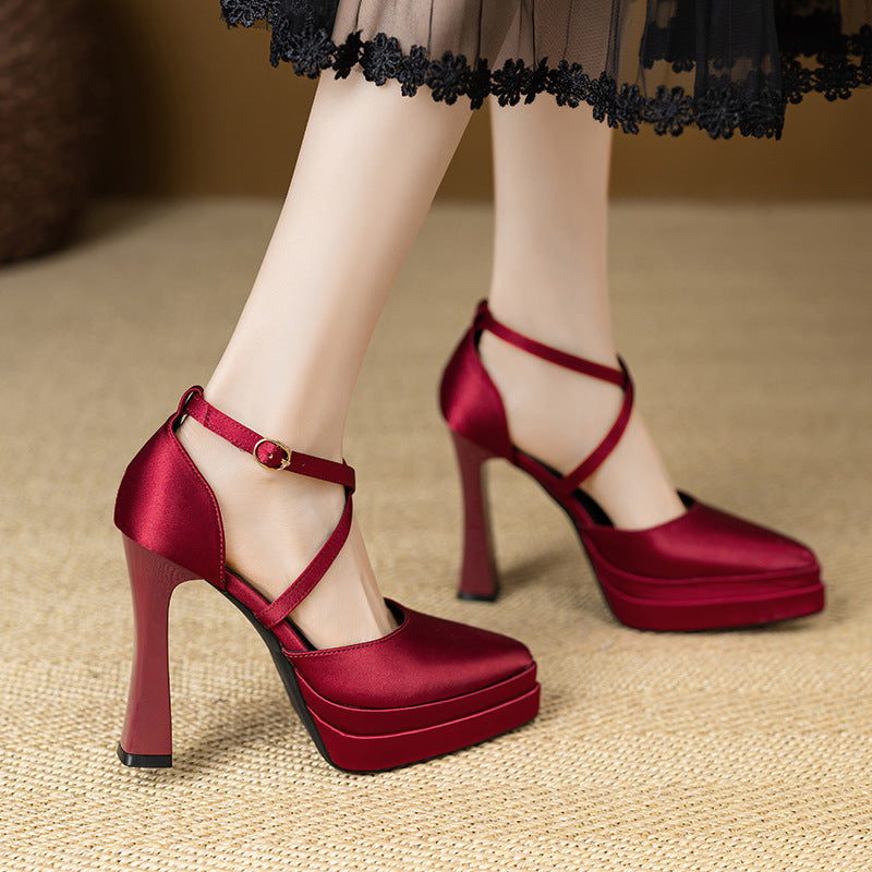 Aure Cross-Strap Platform Heels