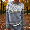 Genevieve – Warm Sweater with Traditional Woven Shoulder Pattern
